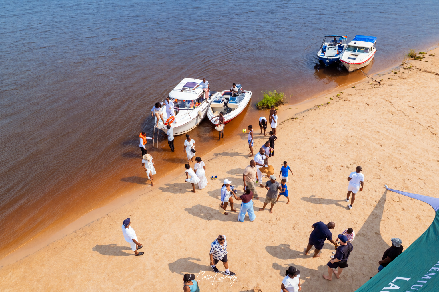 The Congo River at golden hour during a DRCTOURISM Social Club cruise.