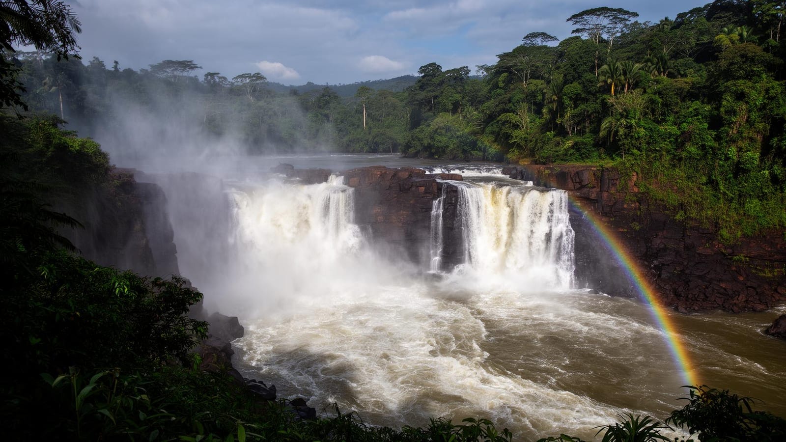 Boyoma Falls Stanley Falls dramatic waterfalls with rainbow