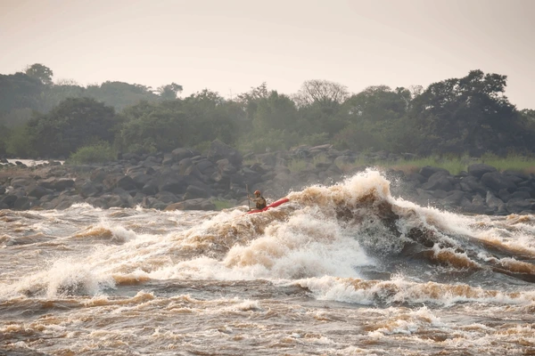The mighty Congo River flowing through rainforest