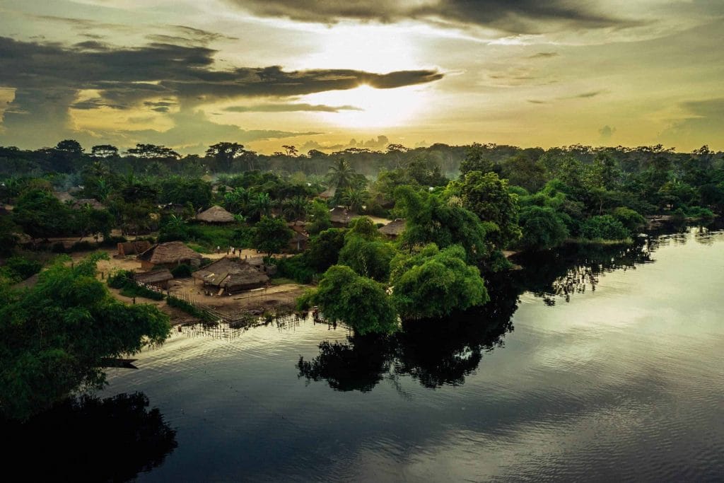 Lake Mai-Ndombe (Lake Black Water) wetlands with rich biodiversity