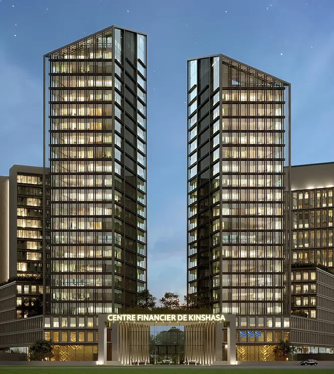 Kinshasa Finance Center skyline — modern downtown Kinshasa, capital of the Democratic Republic of Congo