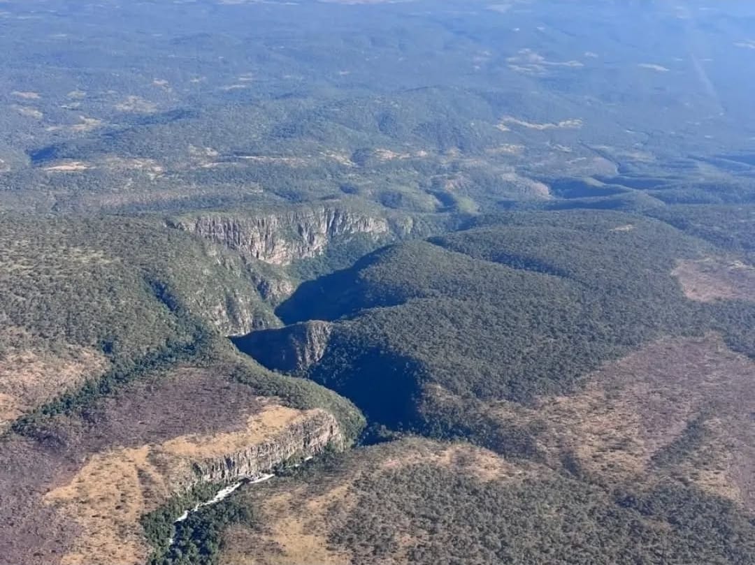 Aerial view of Upemba gorge and forest